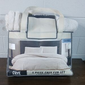 Frye Off-White Faux Fur Comforter Set